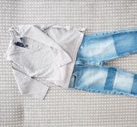 Set Shirt (weiß grau gestreift) und Jeans, Größe 98. Elberfeld - Elberfeld-West Vorschau