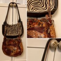 Echtleder Handtasche vintage braun Schlange Zebra Muster Fransen Berlin - Schöneberg Vorschau