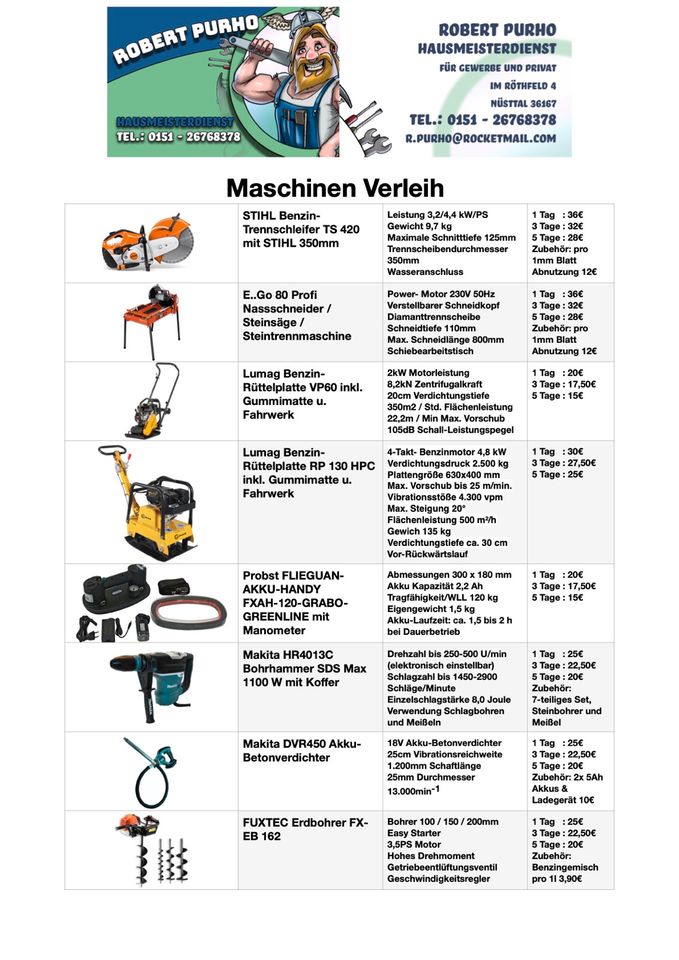 Stiga Benzin Vertikutierer Vermietung in Nüsttal