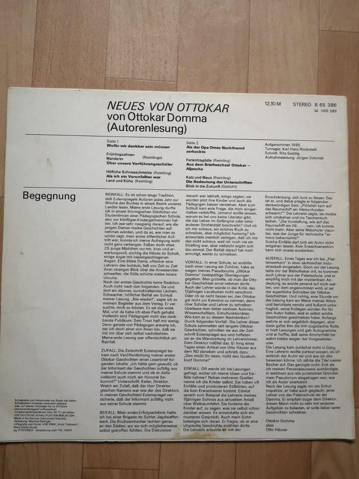12 Zoll Vinyl Schallplatte "Neues von Oskar" in Bernau