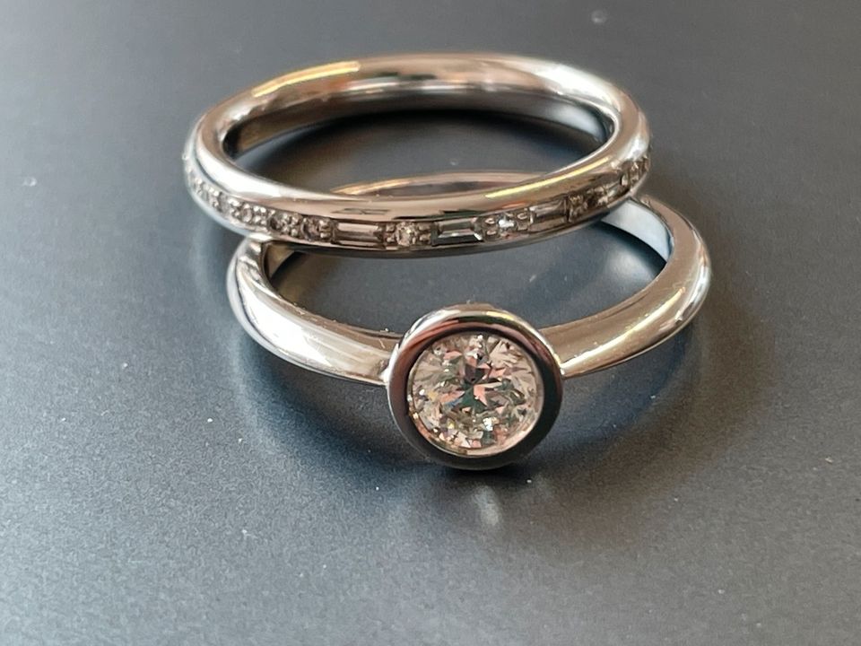 Ring Halbkaräter 585 Weißgold mit Vorsteckring in Nürnberg (Mittelfr)