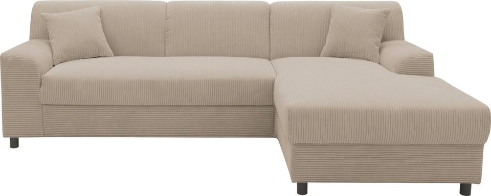 Kleines Ecksofa Cord Dunkel Beige Schlaffunktion Federkern 241cm in Köln