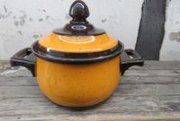 Vintage Emaille Kochtopf Topf & Deckel orange braun Nordrhein-Westfalen - Leverkusen Vorschau