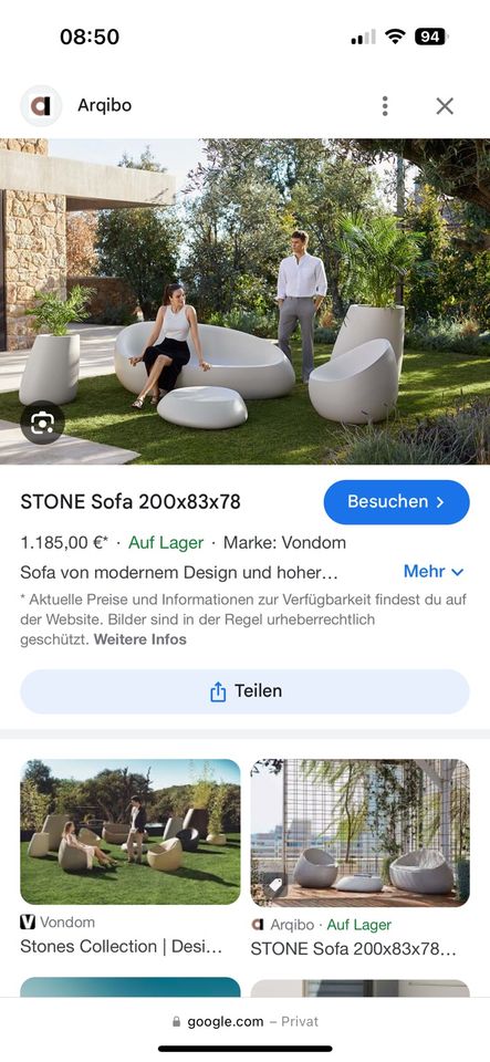 Vondom Stone Garten Möbel Lounge Sofa Outdoor Sessel Tisch weiß in Willich