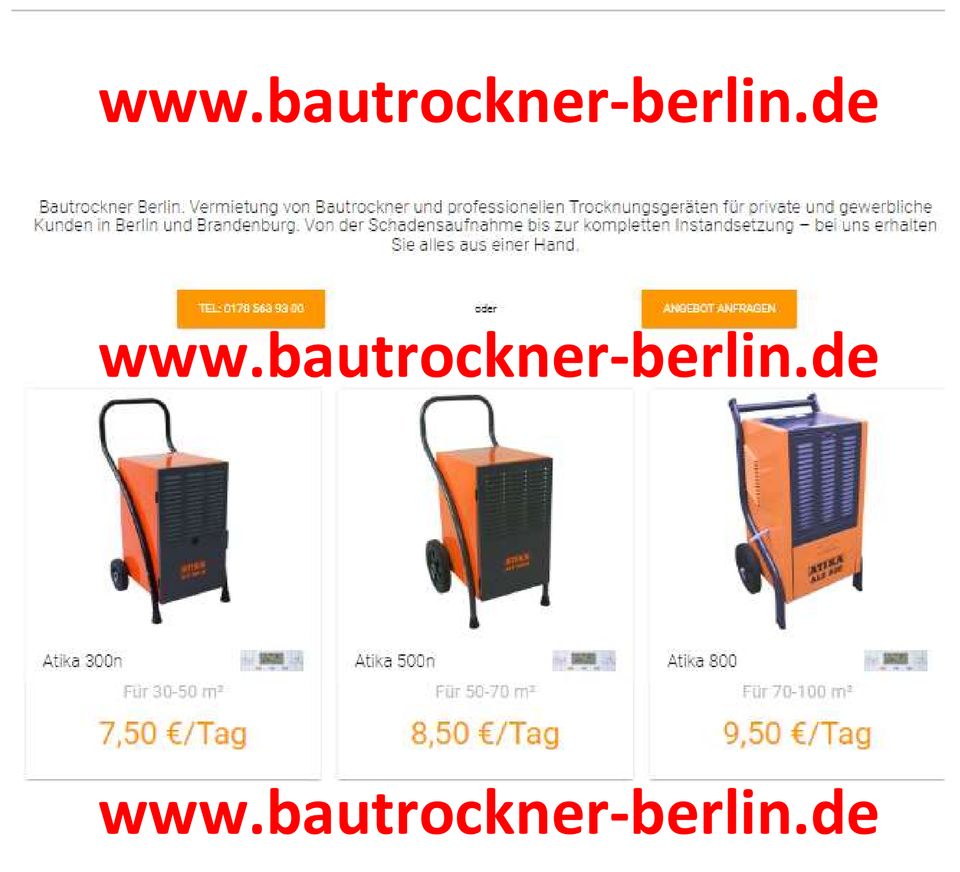 Bautrockner mieten Berlin, Trockner, ATIKA ALE, 800, 500 N, 300 N in Berlin
