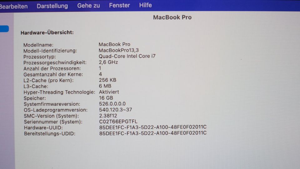 Macbook Pro 15' 2016 /16GB / 256GBSSD  / i7 / Batteriezustand 99% in Berlin