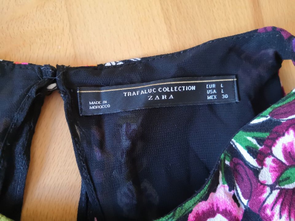 Schwarz buntes Blumen Sommer Top, Bluse von Zara, Gr. L (NEUw.) in Geisenhausen