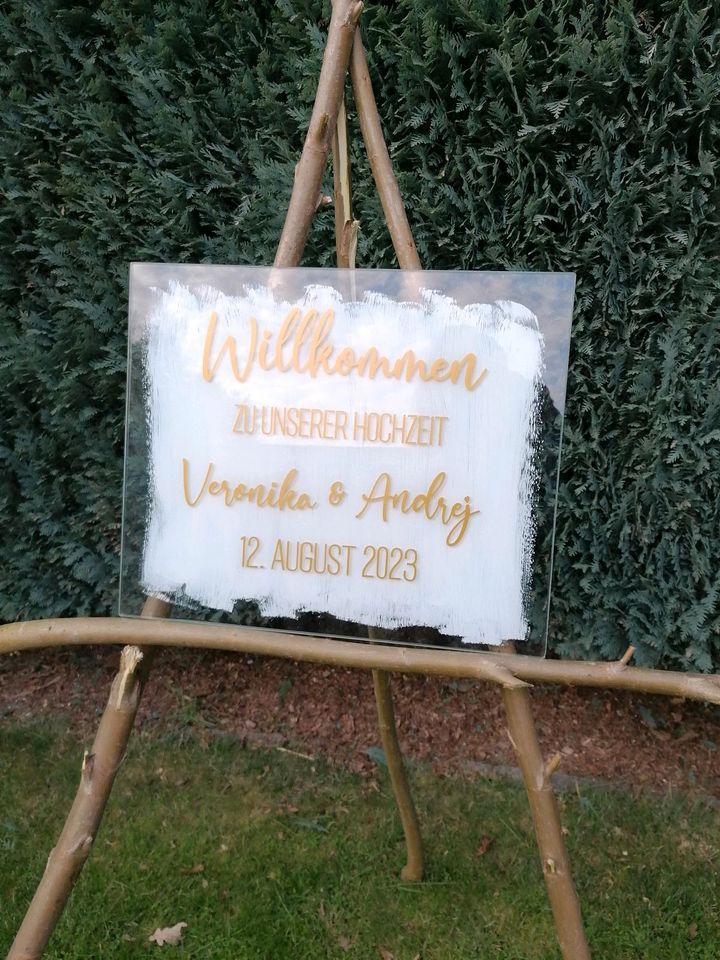 Schild Hochzeit Willkommen Willkommensschild Namen Plexiglas in Holthausen