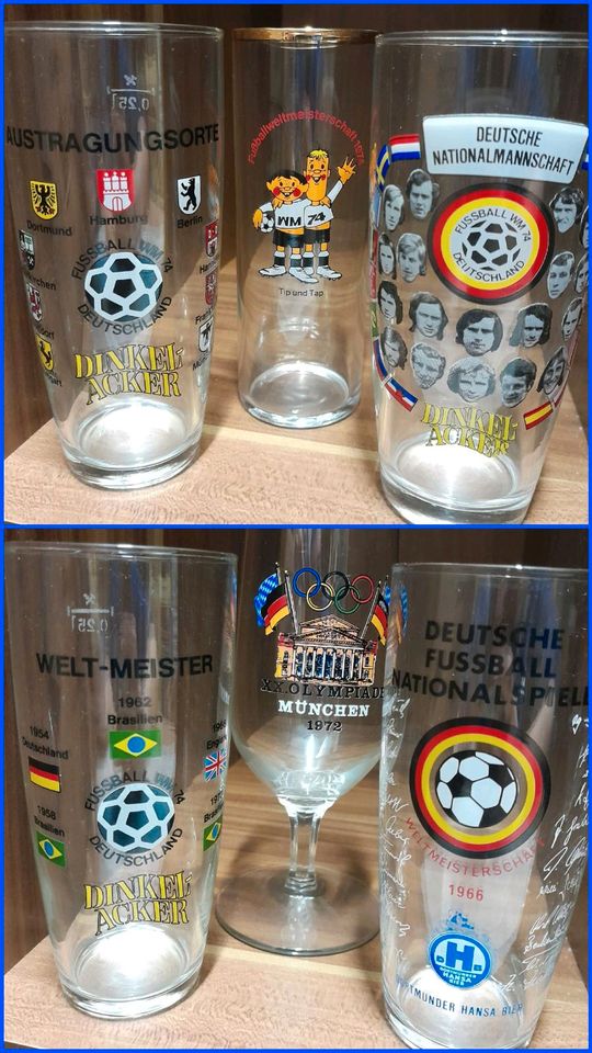 Gläser Fußball WM 1974 1966 Olympia 1972 Sammelgläser in Oftersheim