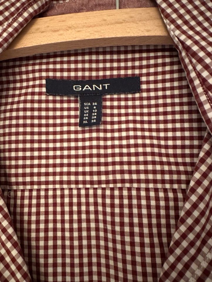 Gant Bluse rot weiß tailliert 36/S Business Baumwolle in Düsseldorf