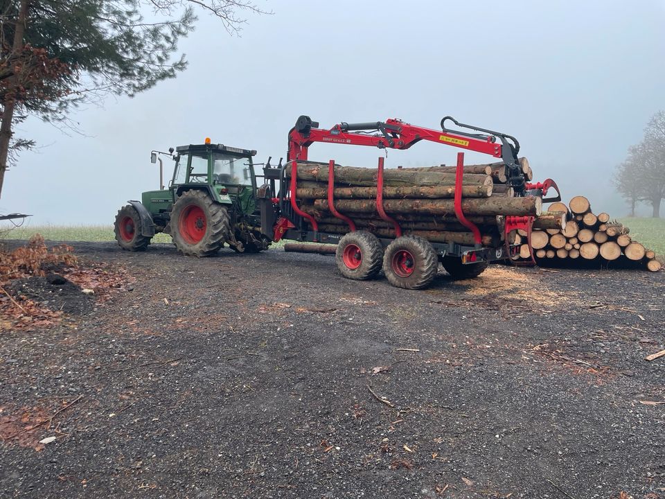 Holzrücken Holztransport Brennholz Rückewagen in Krummennaab