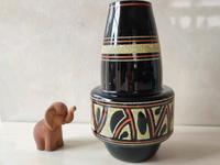 Vase schwarz Glas Hyalitglas DDR Ostalgie Retro Vintage RAR Sachsen-Anhalt - Muldestausee Vorschau