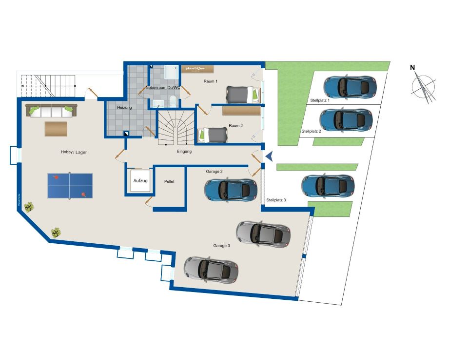 Modernes Dreifamilienhaus mit Gewerbeanteil und großen Garagen Nähe Lörrach in Schallbach