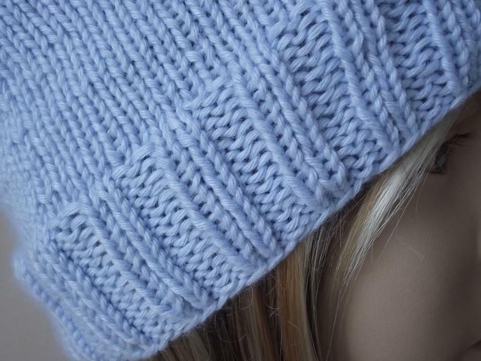 Beanie-Mütze MERINGO BLUE... mit Angora, handgestrickt in Dummerstorf