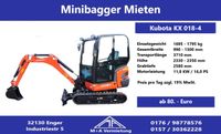 Minibagger Bagger 1,8t Mieten Vermietung Leihen Nordrhein-Westfalen - Enger Vorschau