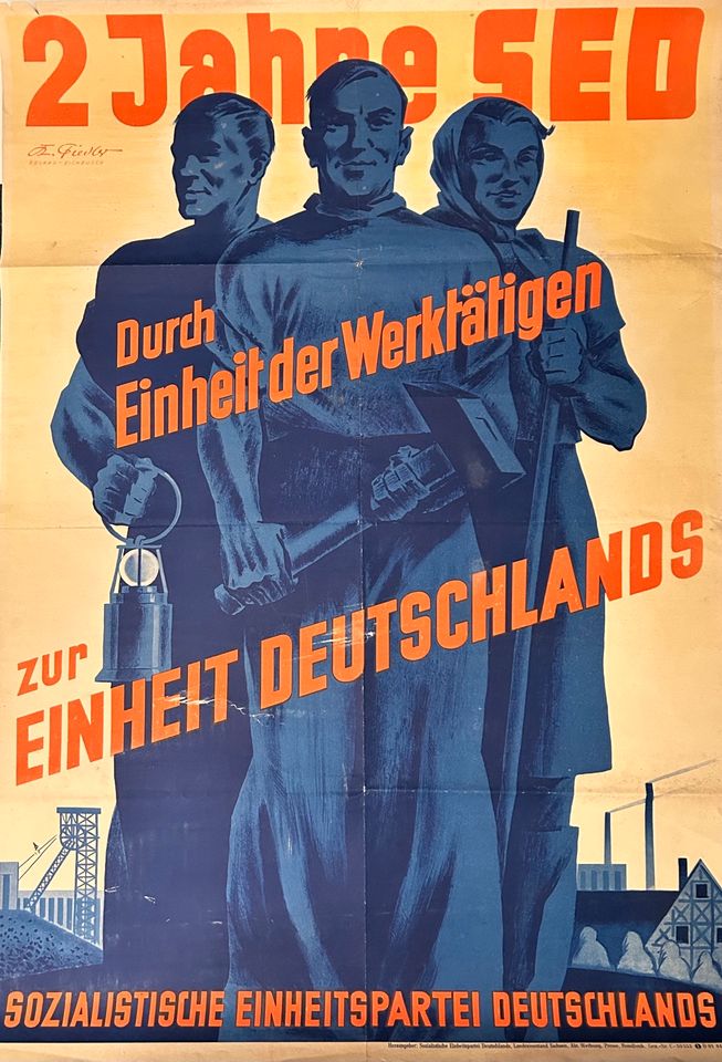 Original Plakat „ 2 Jahre SED“ 1948 in Osnabrück