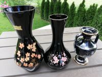 3 Vasen mit Blüten-Blumen-Motiven schwarz, Murano Glas Venezia Bayern - Egling a.d. Paar Vorschau