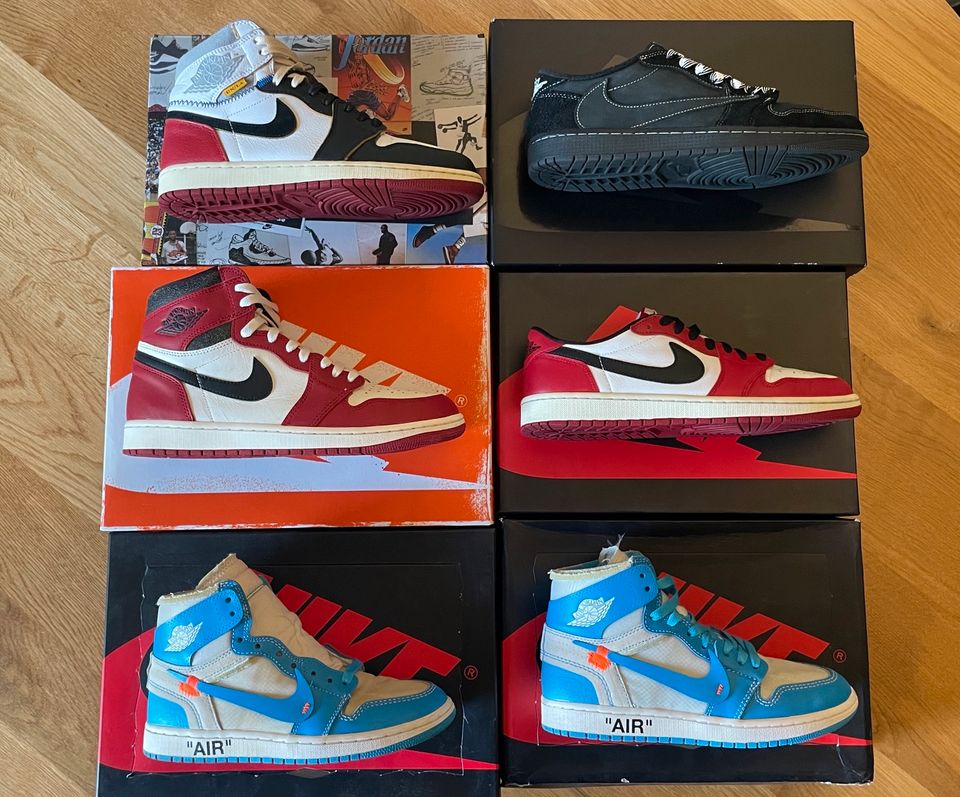 Nike Jordan 1 High/Low Chicago, Off White, Lost And Found, Travis in Düsseldorf