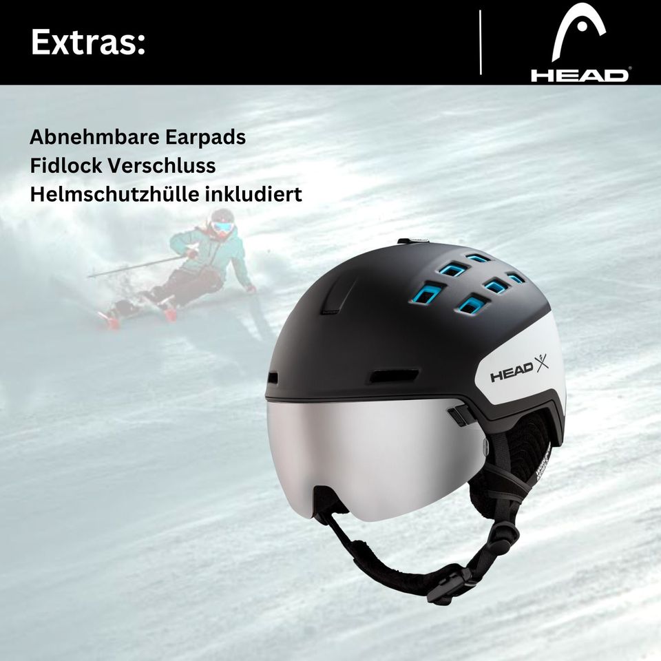 Skihelm HEAD Radar WCR Snowboardhelm Visier Ski Snowboard Helm in