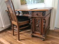 Schreibtisch Stuhl antik Antiquität Holz braun Verzierungen Bayern - Bad Wörishofen Vorschau
