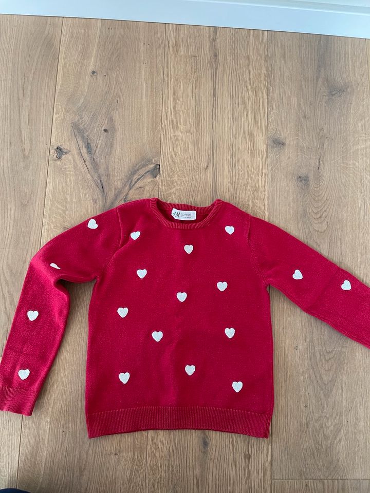 Pullover Gr. 110/116 H&M rot mit Herzen in Steinfurt