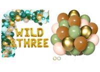 Deko Dschungel 3. Geburtstag, Wild Three, Luftballons Grün Braun Niedersachsen - Großheide Vorschau
