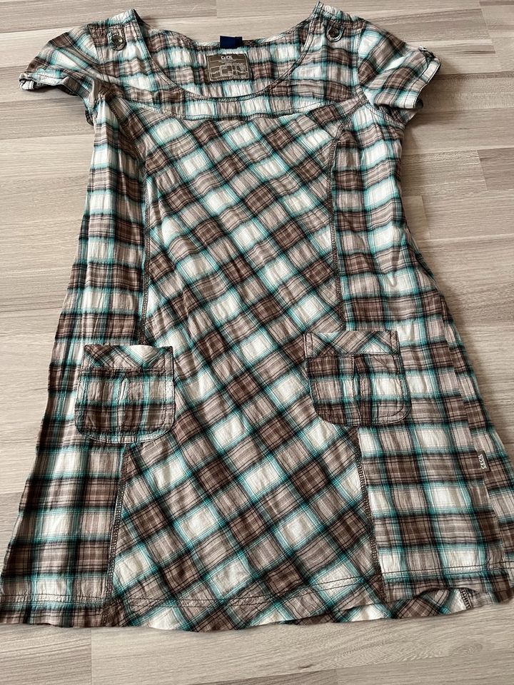 Sommerkleid braun Türkis kariert Größe S Cecil in Finnentrop