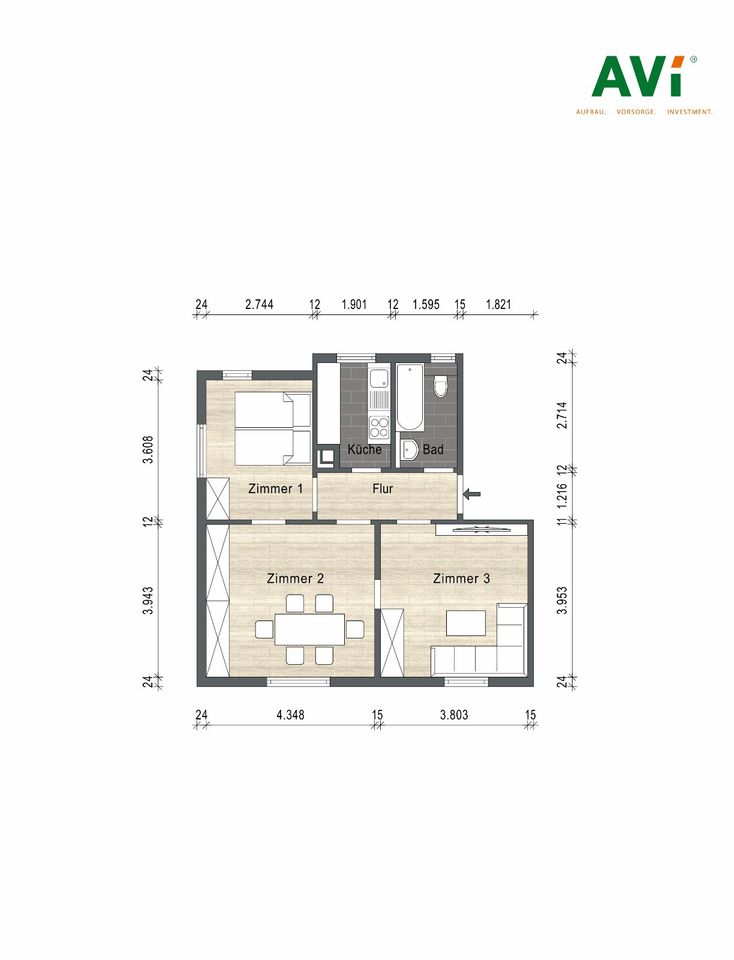 Gepflegte 3 Zimmer Wohnung im Herzen von Stuttgart Wangen! in Stuttgart