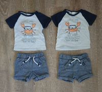 T-shirt kurze Hose Set Krebs beach Sommer 74 baby c&a Zwillinge Niedersachsen - Altenmedingen Vorschau