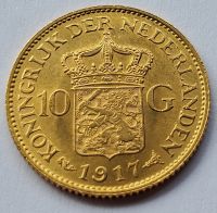 Goldmünze 10 Gulden Wilhelmina Königin der Niederlande 1917 Kr. München - Unterschleißheim Vorschau