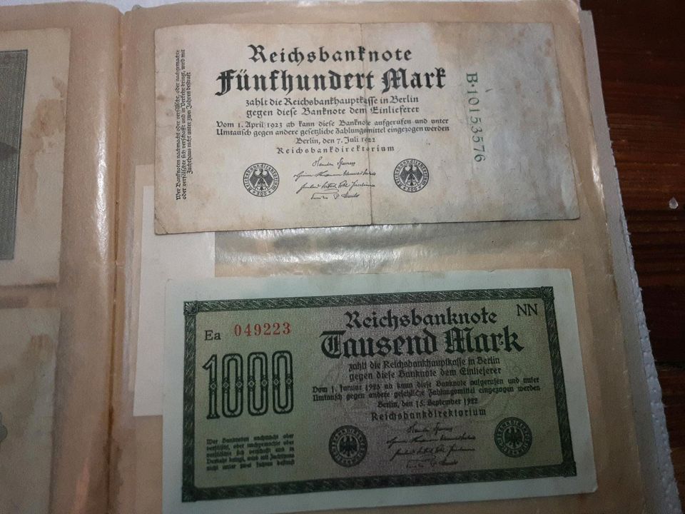 Deutsche Reichsbanknoten und Darlehens Kassenscheine in Freiberg