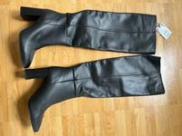 Zara Overknee Stiefel schwarz Leder 38 Neu mit Etikett Frankfurt am Main - Gallusviertel Vorschau