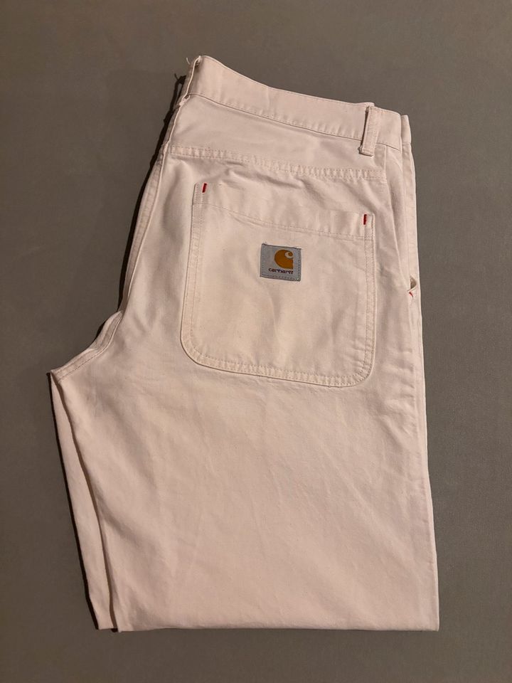 Charhartt Wesley Pant "Newcomb" Drill, 8.5 oz (Natural Rinsed) in Lüneburg