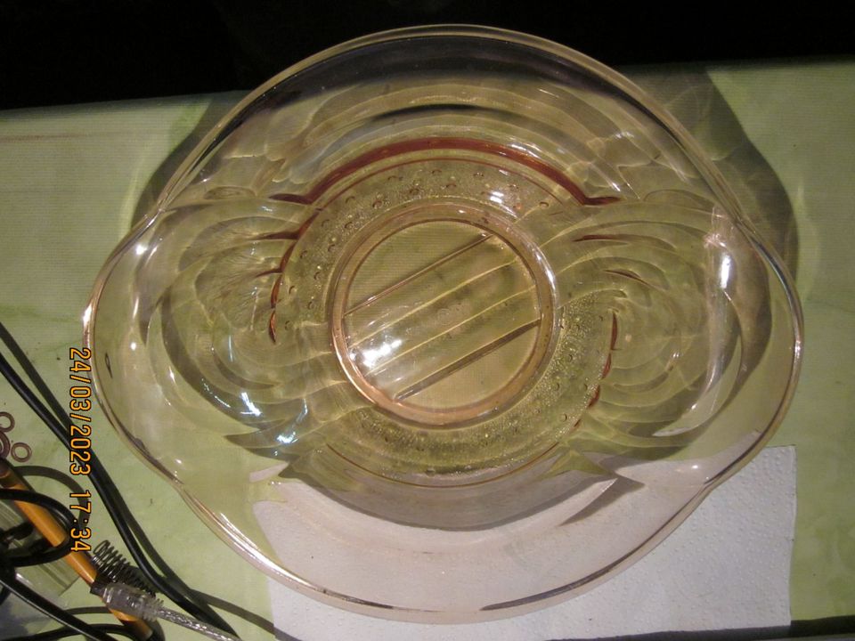 Vintage Rosalin-Glas-Schale Buntglas rosa Konfekt-schale 3 versch in Gudensberg