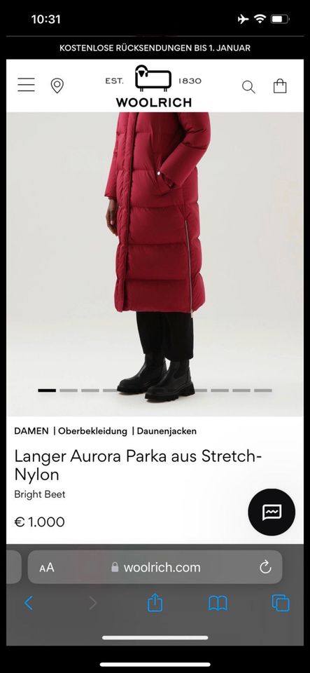 NP 1.000€ Neue Winterjacke Woolrich Aurora Parka lang in Düsseldorf