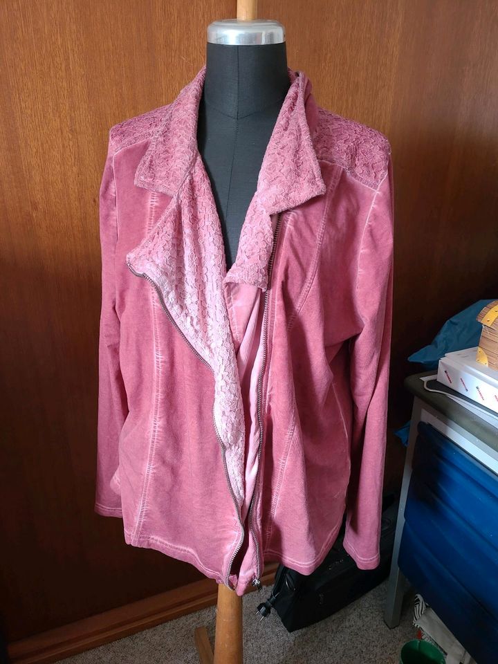 Sweatjacke Gr. 48/50 Gina Benotti oil washed mit Spitze in Ennepetal