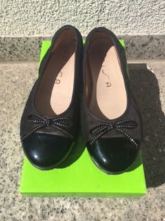 Leder Schuhe, Ballerinas glänzend,Lack,Glitzer,schwarz,bequem, 37 in Renchen