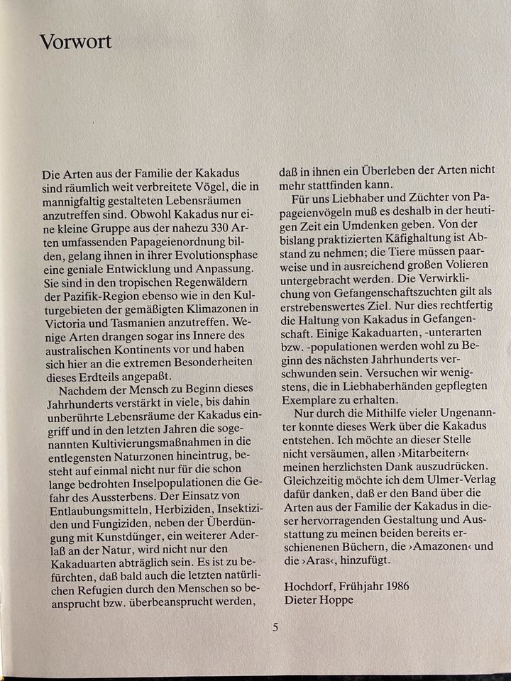 Buch Dieter Hoppe KAKADUS Exotische Ziervögel 204 S. in Stuttgart