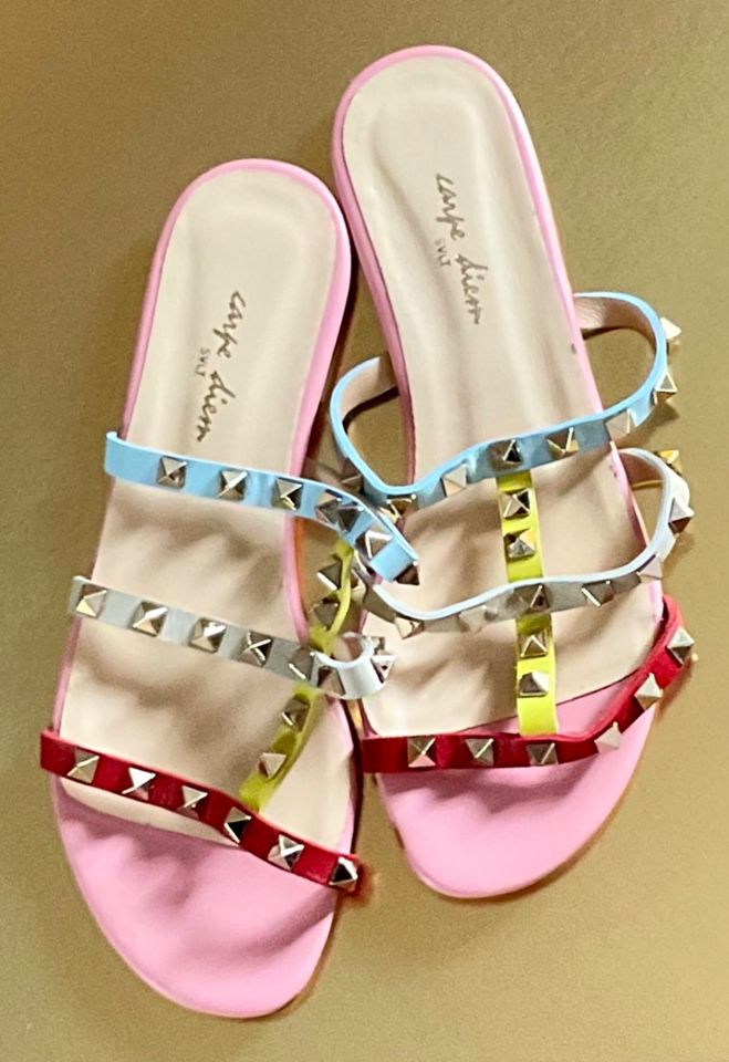 Carpe Diem Sylt rosa Gold Nieten 37 Pantoletten Sandalen Leder in Leipzig