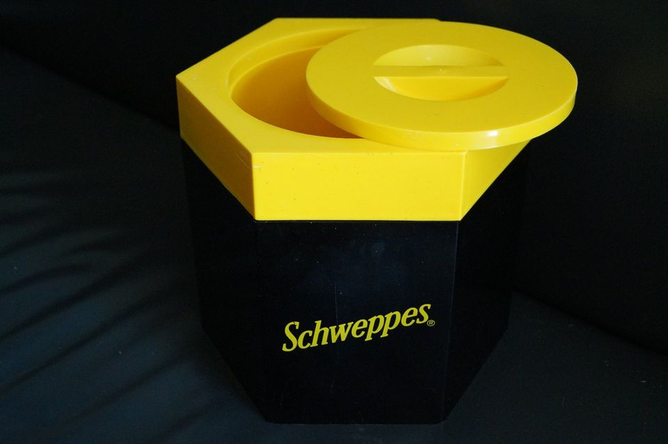 Vintage 80er Schweppes Eiskühler gelb schwarz secheckig Eiskübel in Solingen