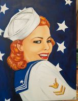 Pin Up Bild Rockabilly,Acrylfarbe auf Leinwand Unikat Niedersachsen - Moormerland Vorschau