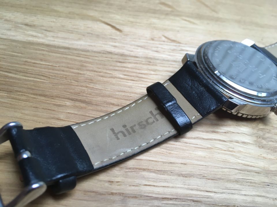 HIRSCH Herren Uhr, Quarz, Datumsanzeige schwarz Leder Armband in Dortmund