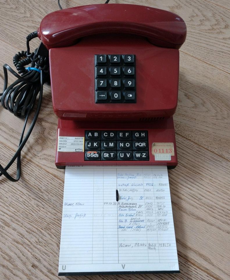 Telefon Tastentelefon Vintage mit Karteikarten voll funktionsfähi in Pfinztal