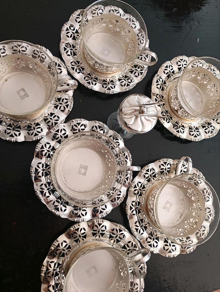 Vintage Teeservice Telegläser Tee-Set versilbert in Saarbrücken
