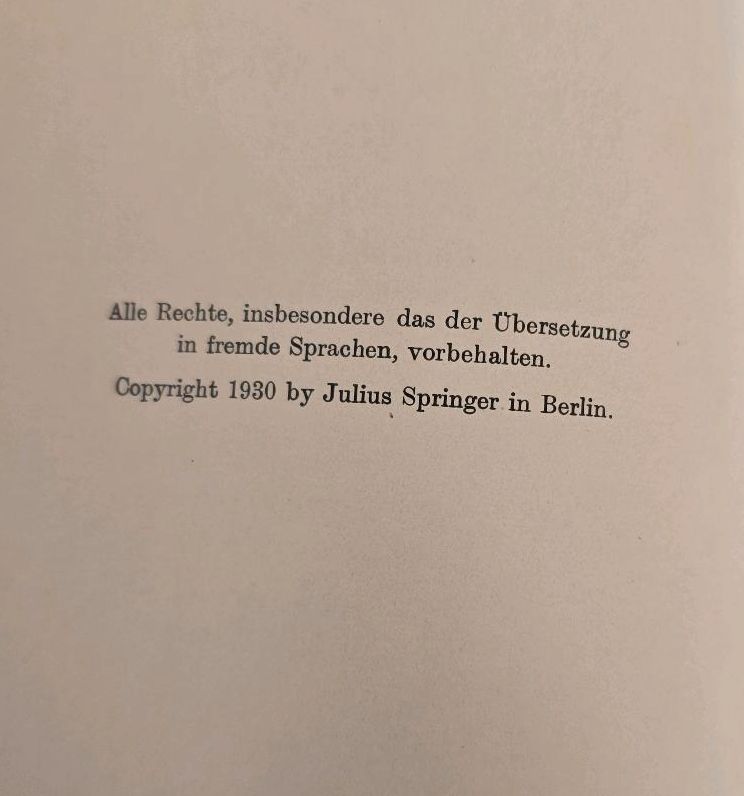 Technische Thermodynamik Band 1 W.Schüle Julius Springer 1930 in Darmstadt