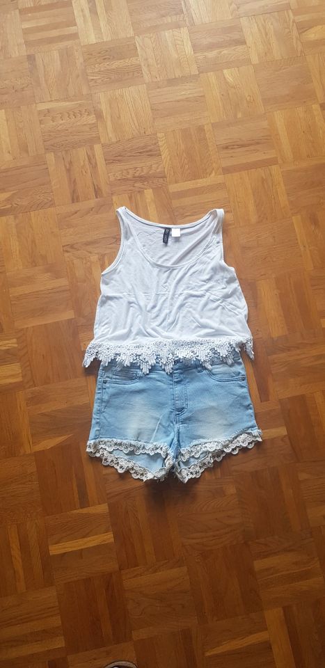 High waist Jeans shorts hot pants used look H&M mit Spitze in Stuttgart