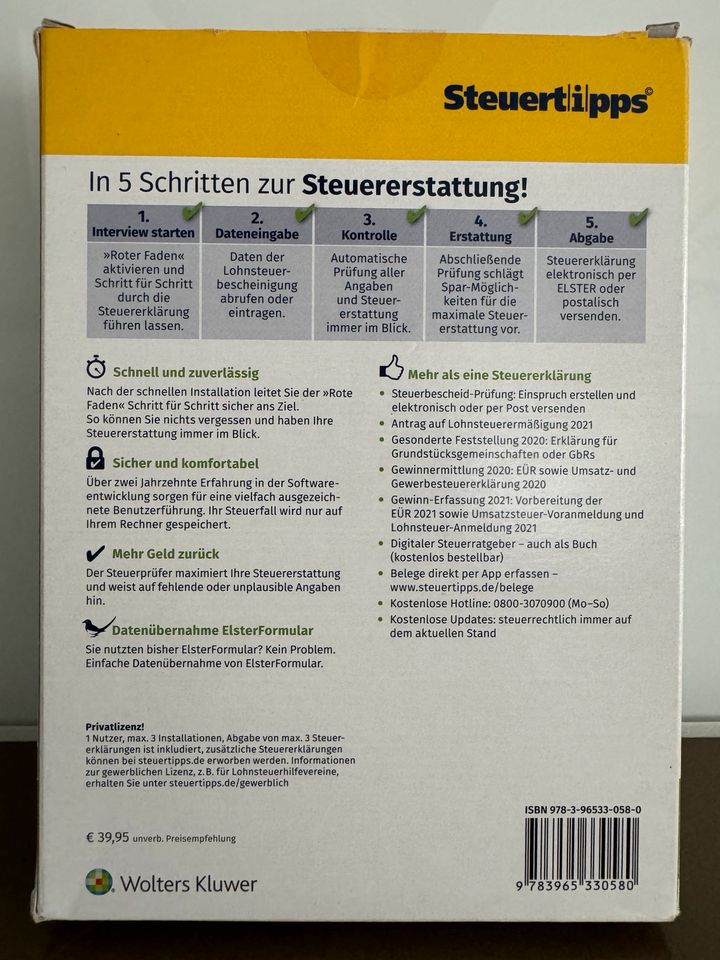 SteuerSparErklärung 2021 für das Jahr 2020 Mac in Schopfheim