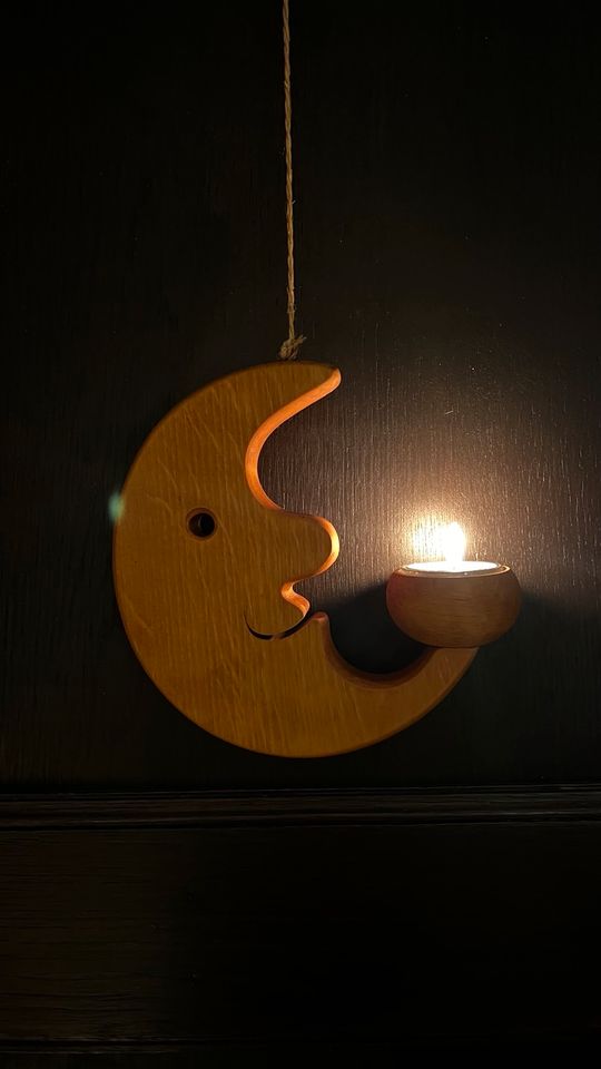 hängender Teelichthalter Mond aus Holz in Grüna (Sachsen)