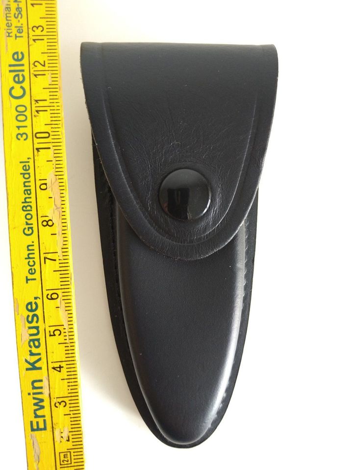 1 x  Messer-Lederetui schwarz Druckknopf  Heftlänge 11 cm neu in Celle