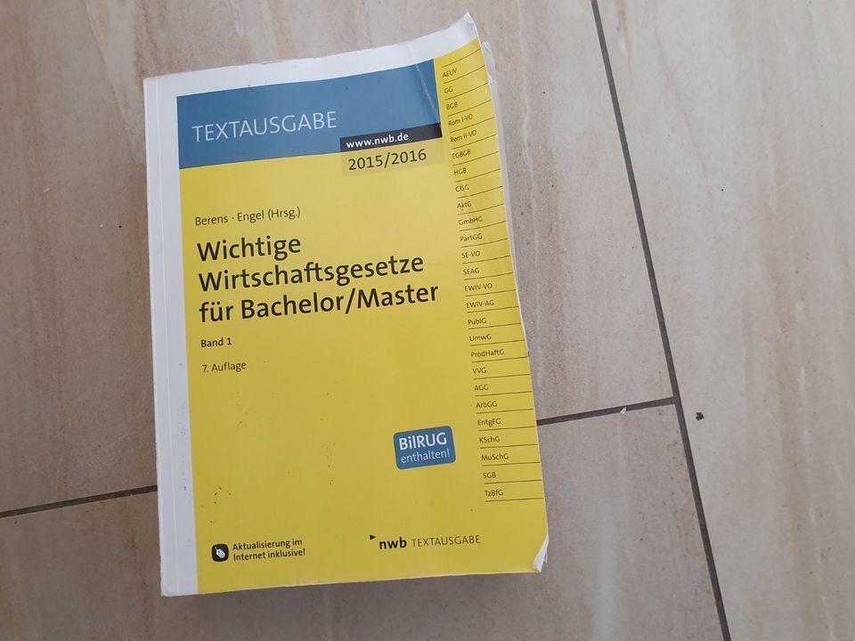 Wichtige Wirtschaftsgesetze für Bachelor/Master in Gießen